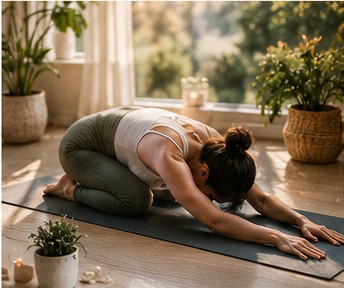 A person doing a gentle yoga stretch